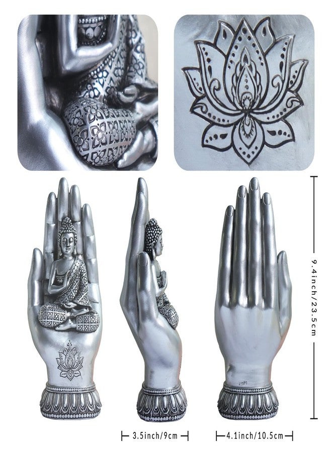 Pigort Buddha Statue Home and Garden Zen Lotus Decorative Sculpture Praying Collectibles Figurines,Home Decoration for Self 9.1 in, Resin - Image 2